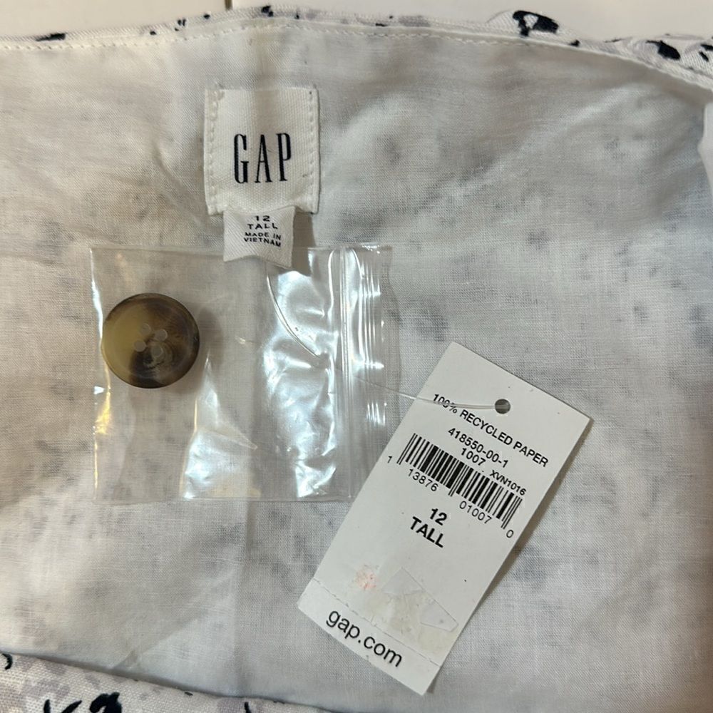 Gap women’s white gray and black floral print squared neck apron dress size 12 T - Picture 10 of 11